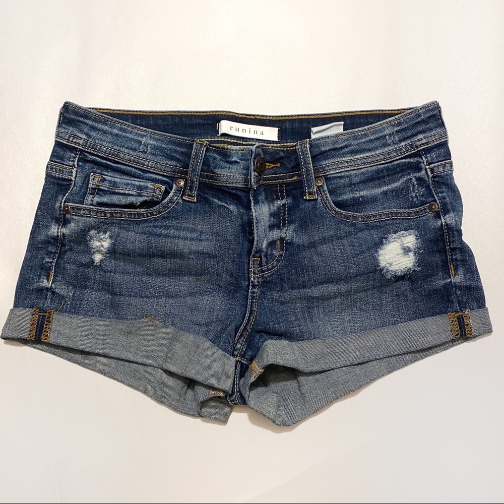 low rise denim shorts